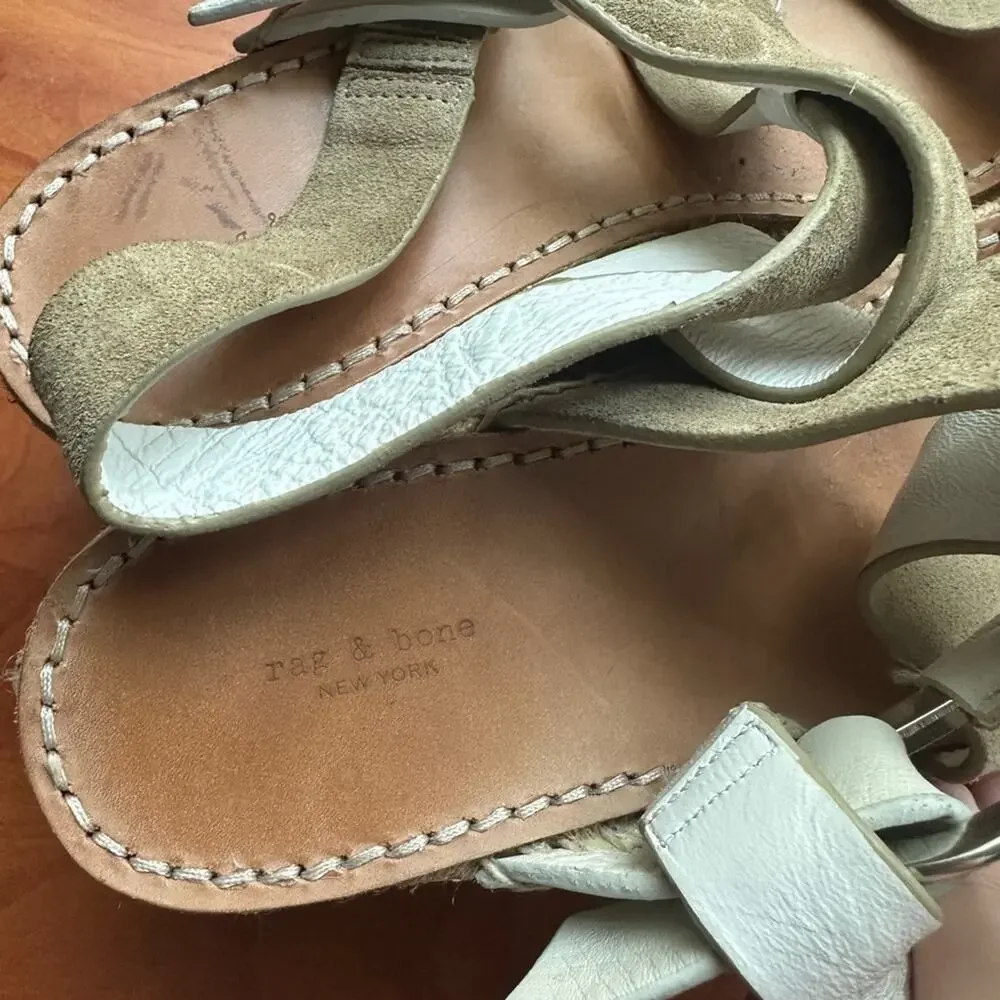 Rag & Bone August Espadrille - Suede Leather Platform‎ Sandal Light Sand 39 9